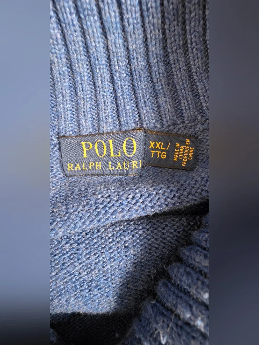 Polo by Ralph Lauren Blue Quarter-Button Mock Neck Sweater